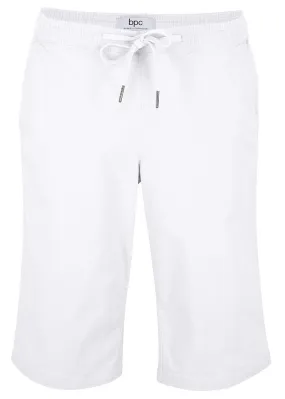 Bermudas de algodón con cómoda cintura Blanco