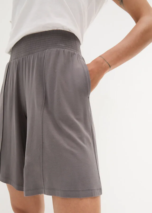 Bermudas de punto con cinturilla cómoda Gris ahumado