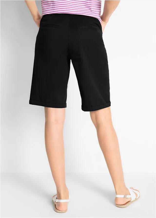 Bermudas papertouch de algodón con cinturilla cómoda Negro