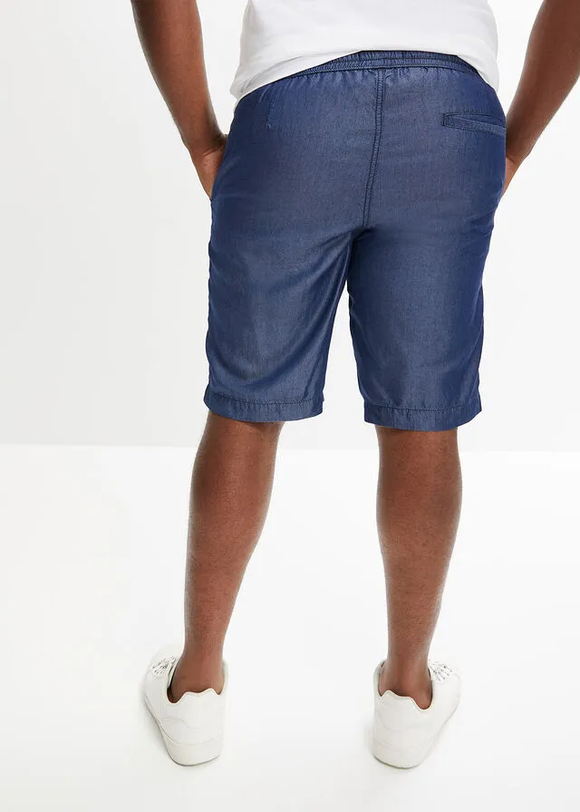 Bermudas sin cierre de TENCEL™ lyocell con corte holgado denim oscuro