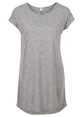 Camiseta larga con dobladillo redondeado Gris jaspeado