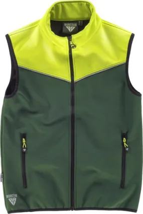 Chaleco Softshell Combinado Verde Oscuro Amarillo A.V.