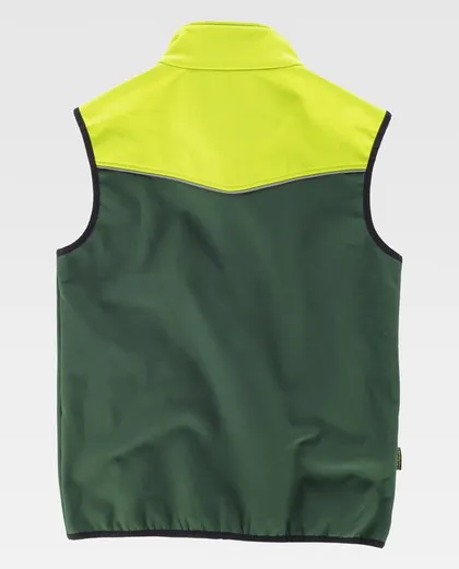 Chaleco Softshell Combinado Verde Oscuro Amarillo A.V.