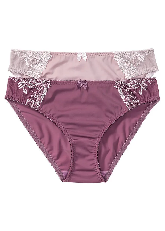 Pack de 2 bragas bordadas Baya mate/rosa mate + rosa mate