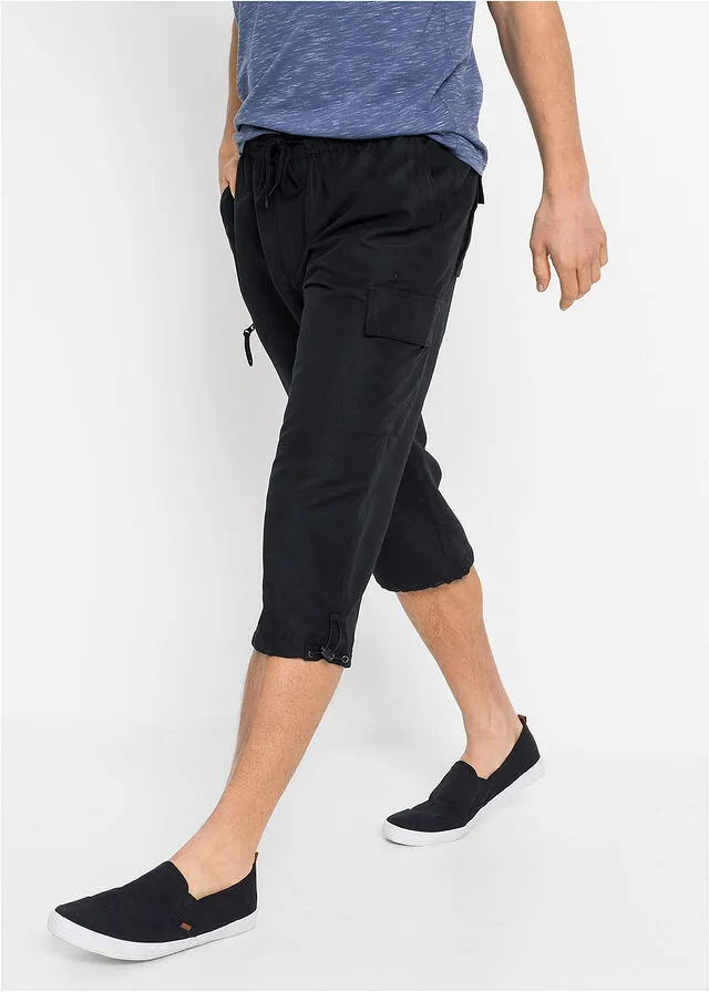 Pantalón capri de microfibra con corte cómodo Negro