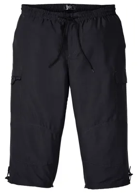 Pantalón capri de microfibra con corte cómodo Negro