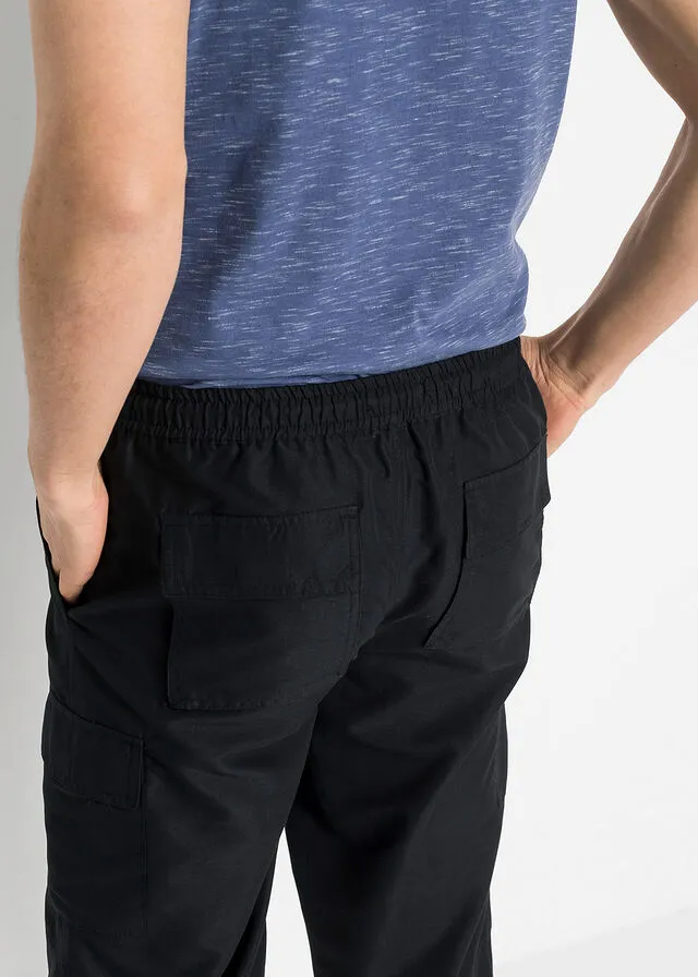 Pantalón capri de microfibra con corte cómodo Negro