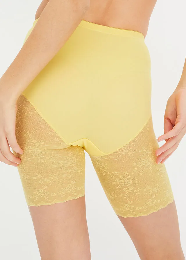 Pantalón con efecto moldeador medio Amarillo suave