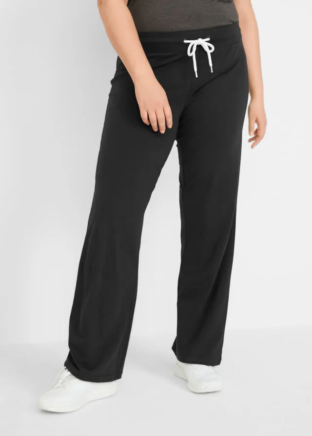 Pantalón de punto con pierna ancha Negro