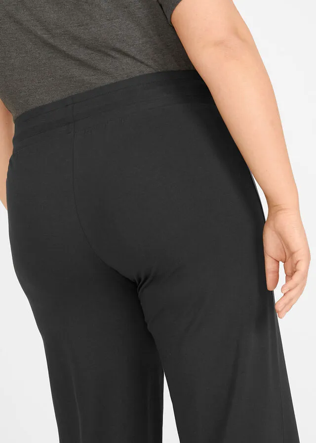 Pantalón de punto con pierna ancha Negro