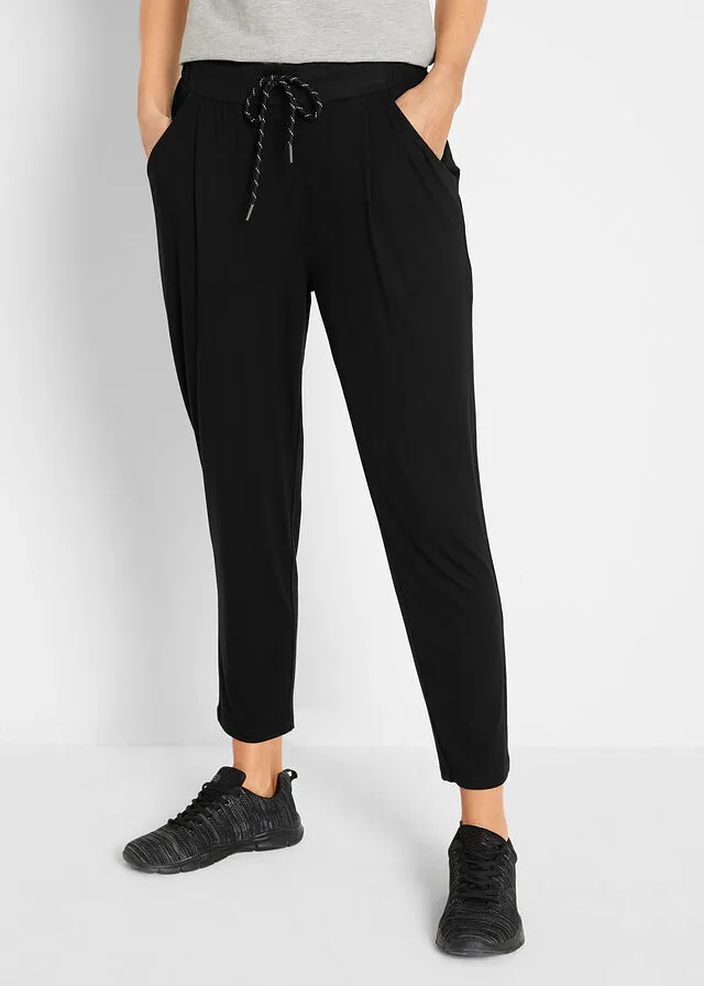 Pantalón deportivo ultrasuave de viscosa sostenible, largo 7/8 Negro