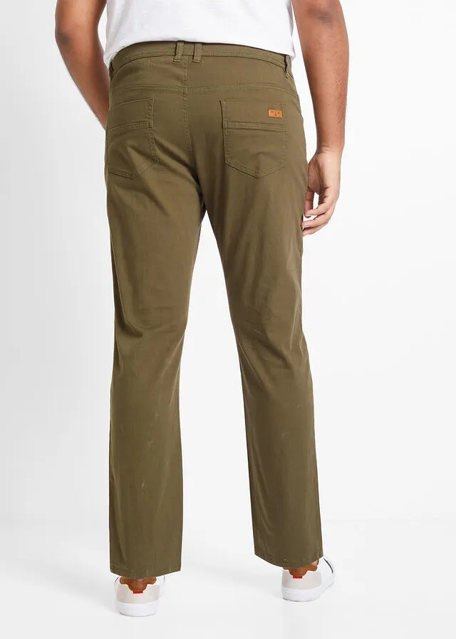 Pantalón elástico de corte regular y recto Verde oliva