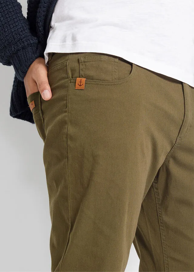 Pantalón elástico de corte regular y recto Verde oliva