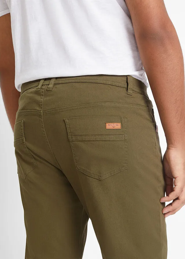 Pantalón elástico de corte regular y recto Verde oliva