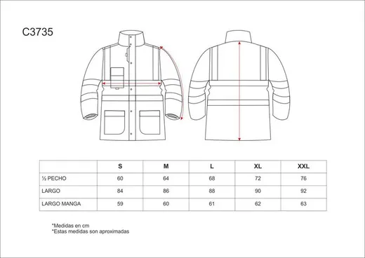 Parka 5 en 1 alta visibilidad chaleco desmontable e impermeable Marino Amarillo