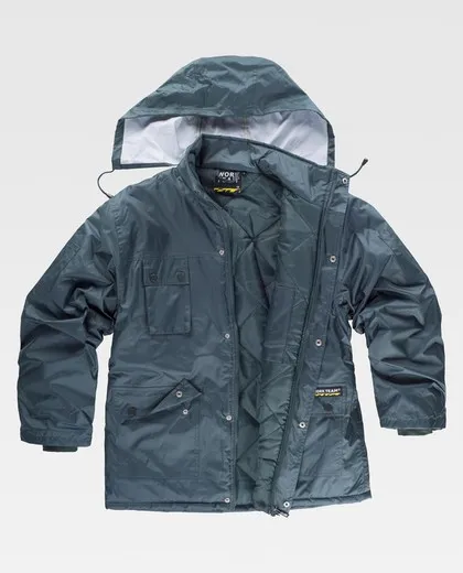 Parka básica acolchada e impermeable, capucha Verde