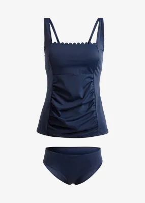 Tankini bandeau (2 piezas) de poliamida reciclada Azul marino