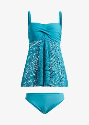 Tankini bandeau largo (2 piezas) Azul petróleo