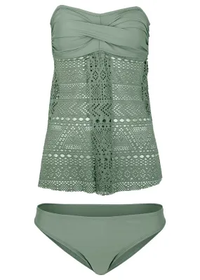 Tankini bandeau largo (2 piezas) Verde oliva