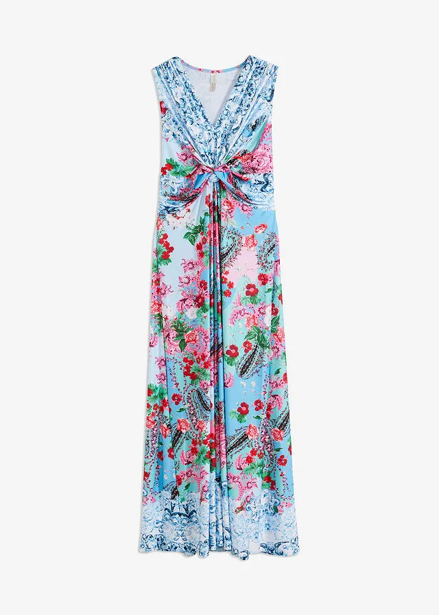 Vestido maxi con estampado Azul claro-rosa de flores