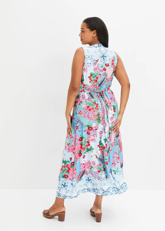 Vestido maxi con estampado Azul claro-rosa de flores