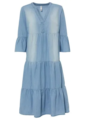 Vestido vaquero con aspecto escalonado Denim hielo